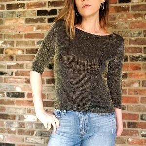 80s Semi-Sheer Lurex Boatneck Top